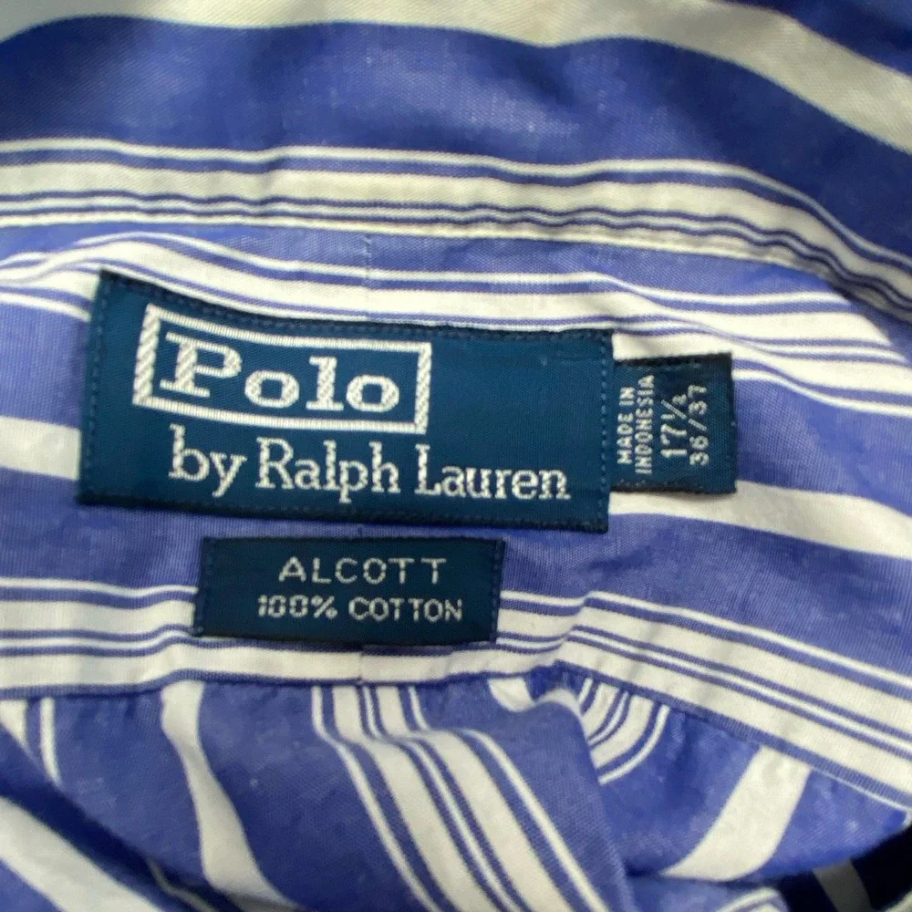 Polo Ralph Lauren Alcott Button Down Shirt‎ Mens 17 1/2 (36/37) Striped Pony